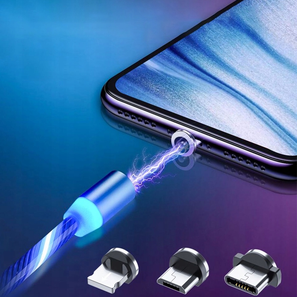 KABEL MAGNETYCZNY 3w1 DO IPHONE MICRO USB TYP-C 1m Długość przewodu 1 m