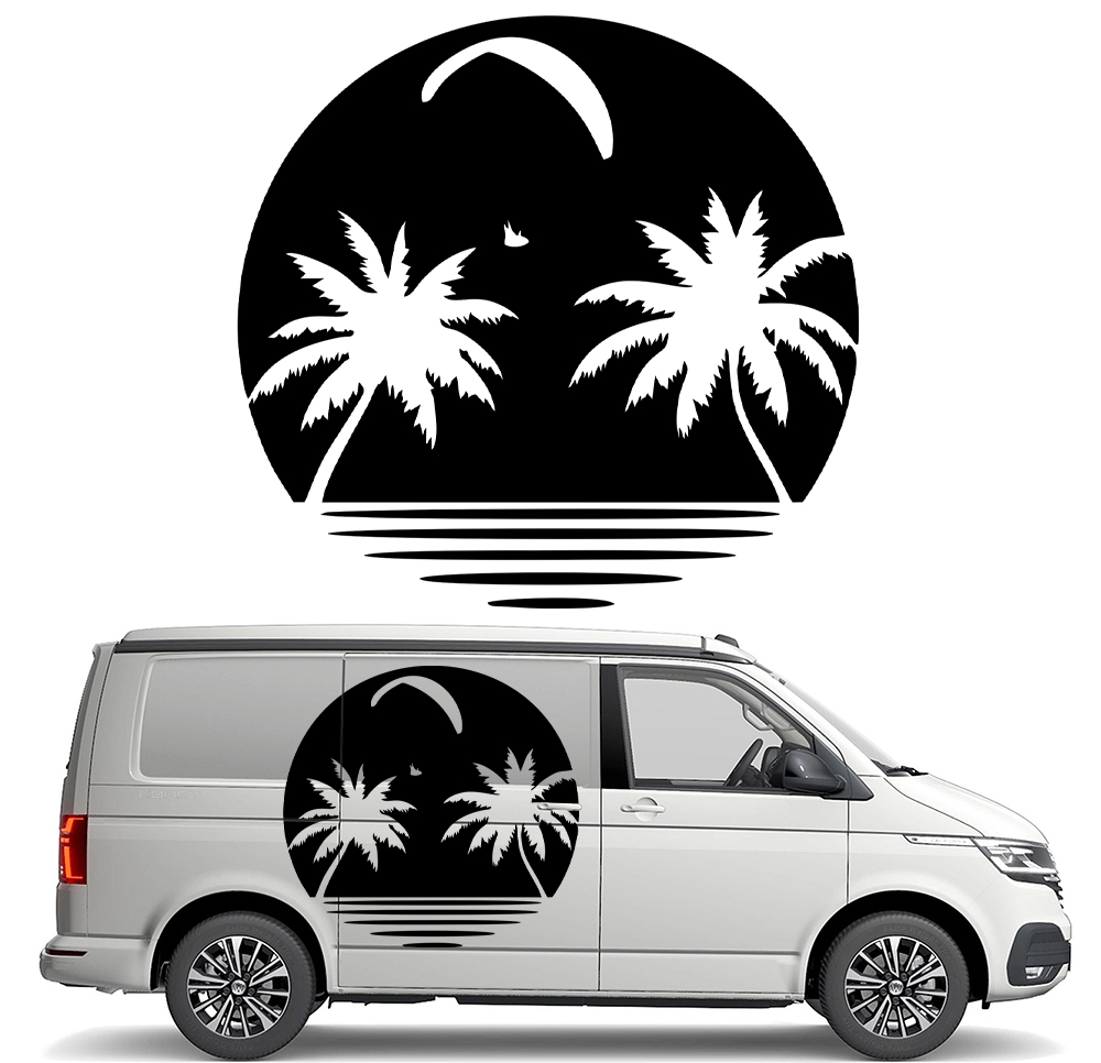 Nálepka Grafika na karavan a automobilový přívěs Padák Palmy 90x94