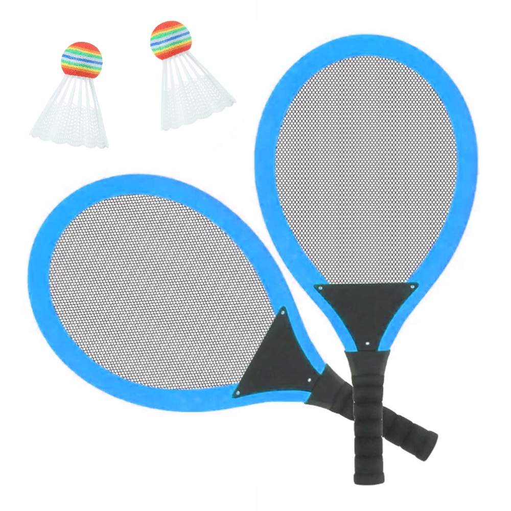 ZESTAW RAKIETEK ZE ŚWIECĄCĄ OBRĘCZĄ + 2 LOTKI BADMINTON 57 cm Model 421928