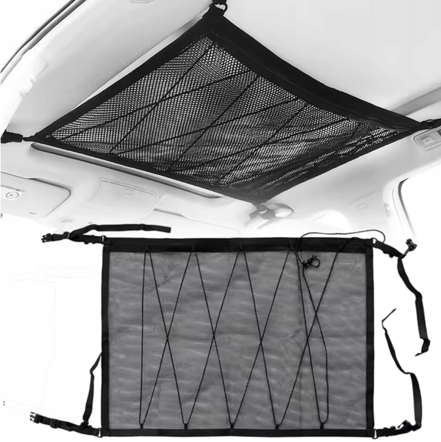 Porządna Duża Siatka Pod Sufitem Podwójna Dach Kieszeń Samochodu 80x55cm