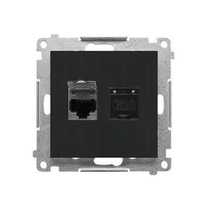 Gniazdo komputerowe podwójne RJ45 kat. 6 czarny Simon55 T62.01/149