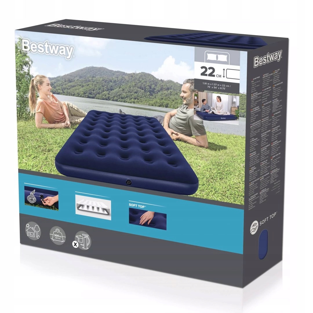 Matrace Dvoulůžková Bestway 67002 – Velurová, 191 x 137 x 22 cm