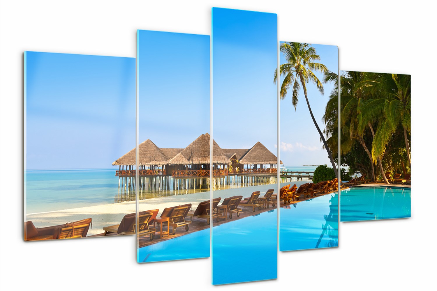 Triptychový obraz Bazén na Maldivách 170 x 100 cm
