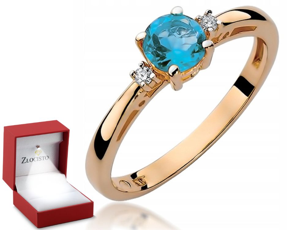 Prstýnek s topazem a brilianty Růžové zlato