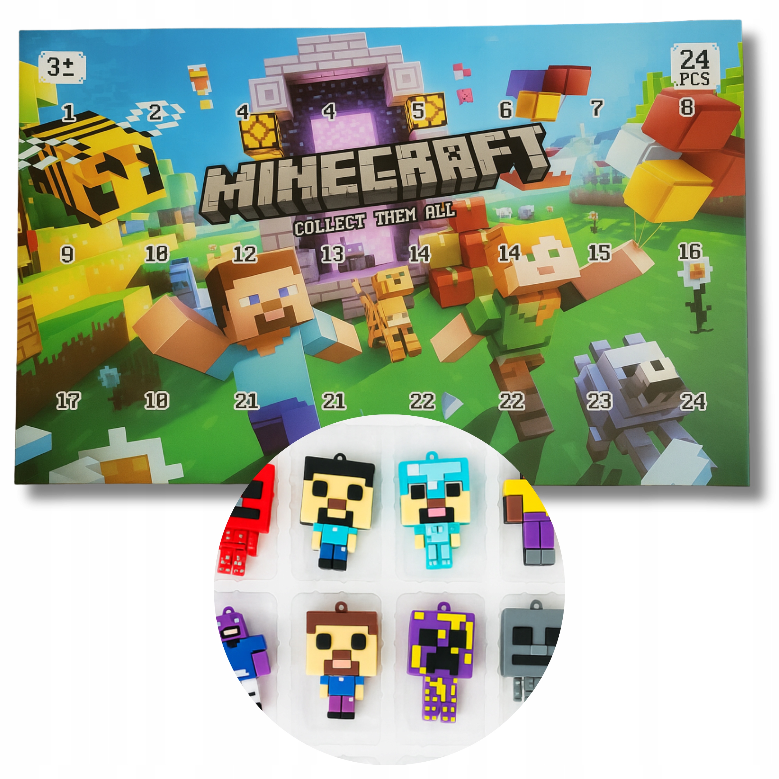 Адвент-календарь Minecraft, 24 фигурки-брелока