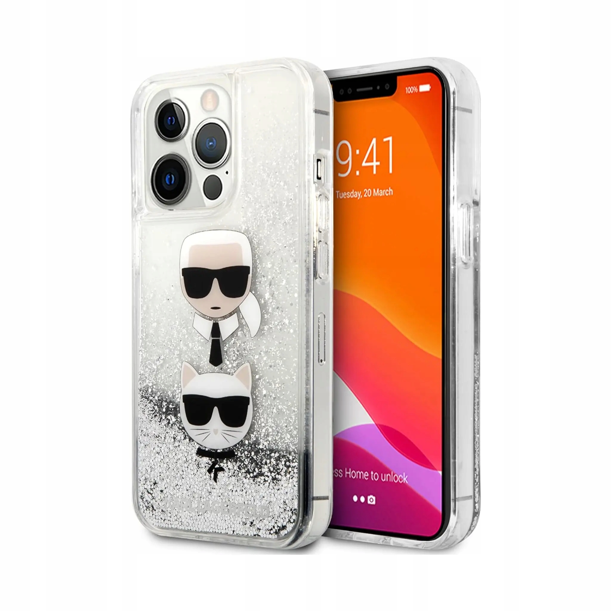 Karl Lagerfeld Karl &amp; Choupette, srebrny iPhone 13 Pro Max