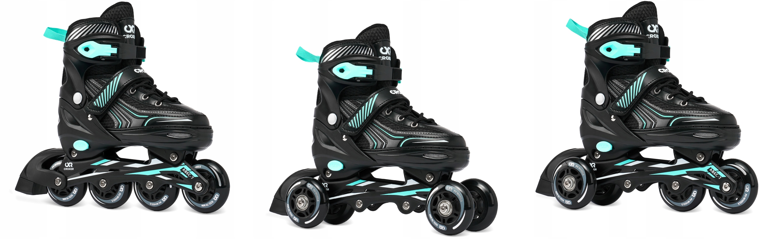 Роликові ковзани 3 в 1 регульовані CROXER Optima Black/Mint 35-38