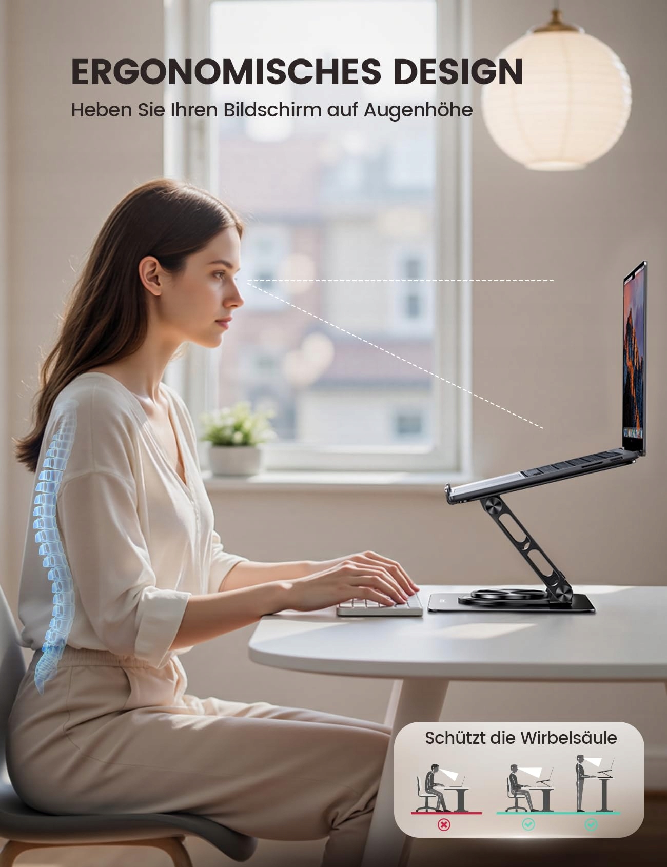LAMICALL Regulowany Stojak Na Laptopa Obrotowy Aluminiowy 10-17.3 Cala — miniatura 3