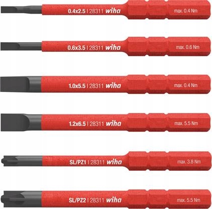 

Komplet trzpieni końcówek bitów płaskie Hex 1000V