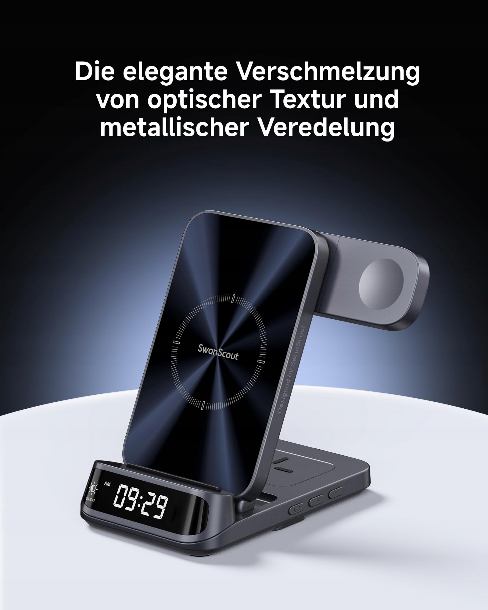 SWANSCOUT Stacja Ładowania Indukcyjna 3w1 iPhone Apple Watch AirPods — miniatura 7