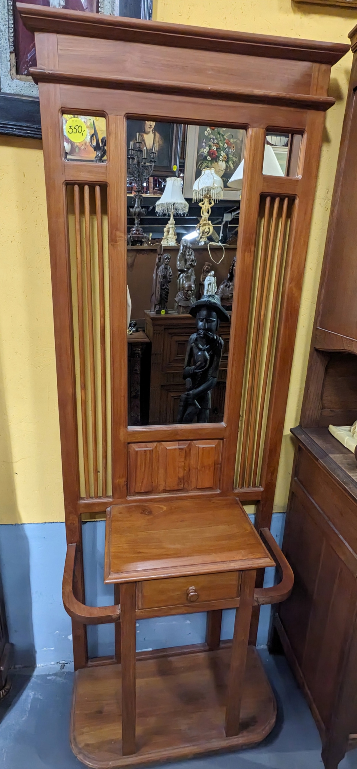 Wieszak z lustrem i szufladą