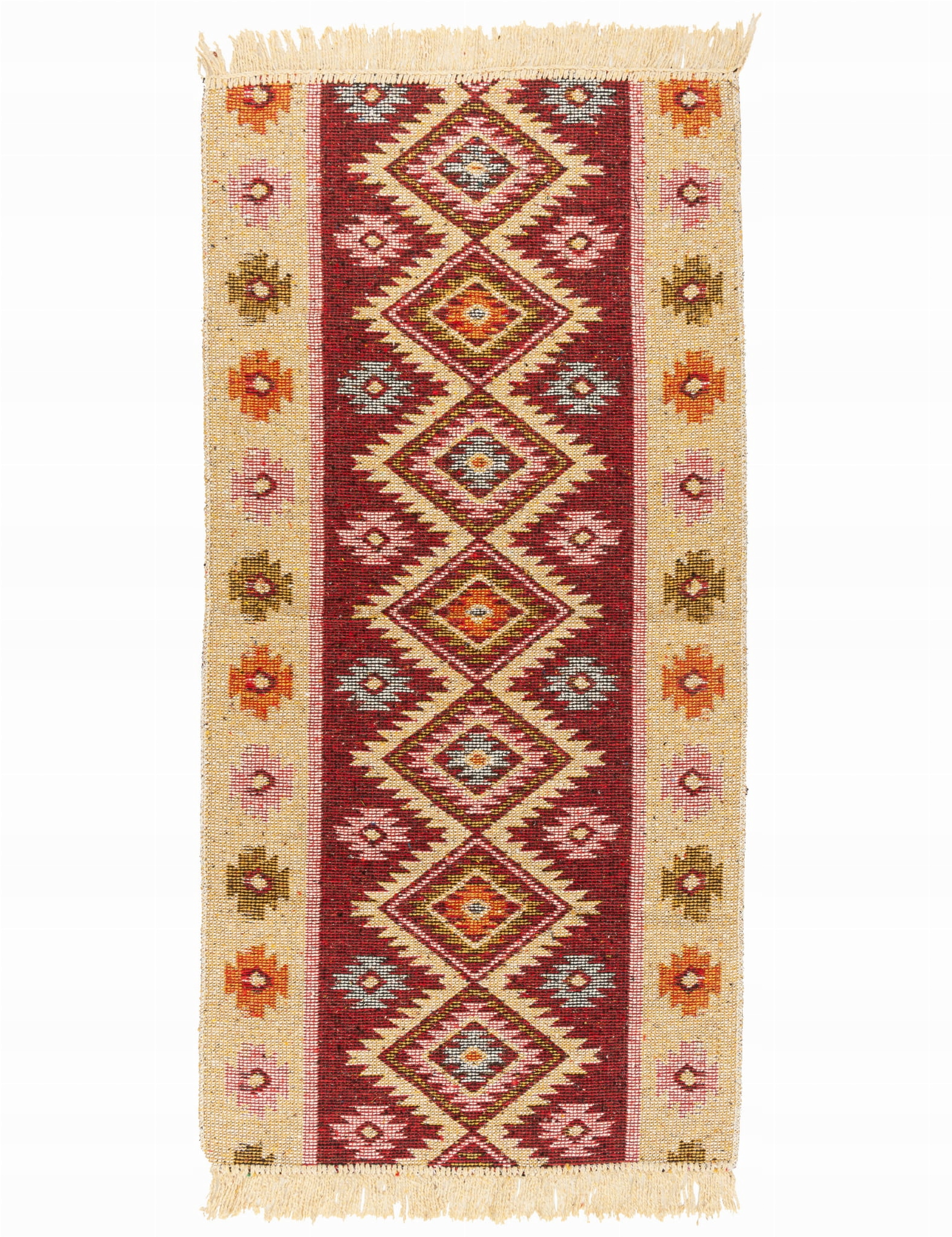 Koberec kilim tkaný oboustranný vzor 80x150 cm kosočtverec