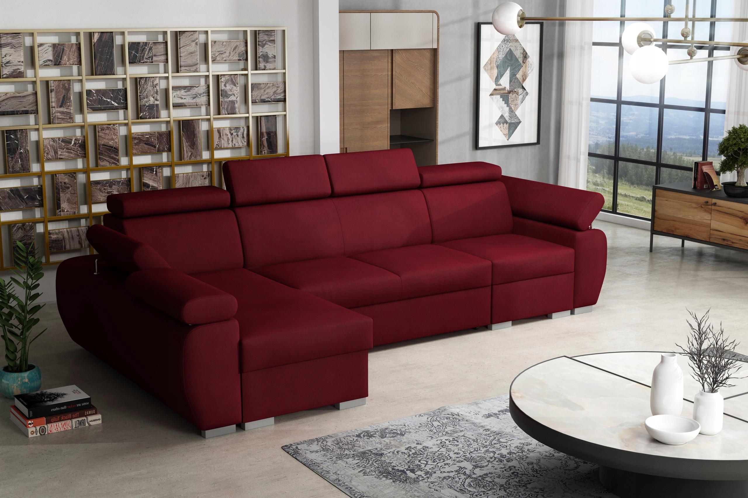 Narożnik modułowy PORTLAND II spanie pojemnik Orientacja prawostronny