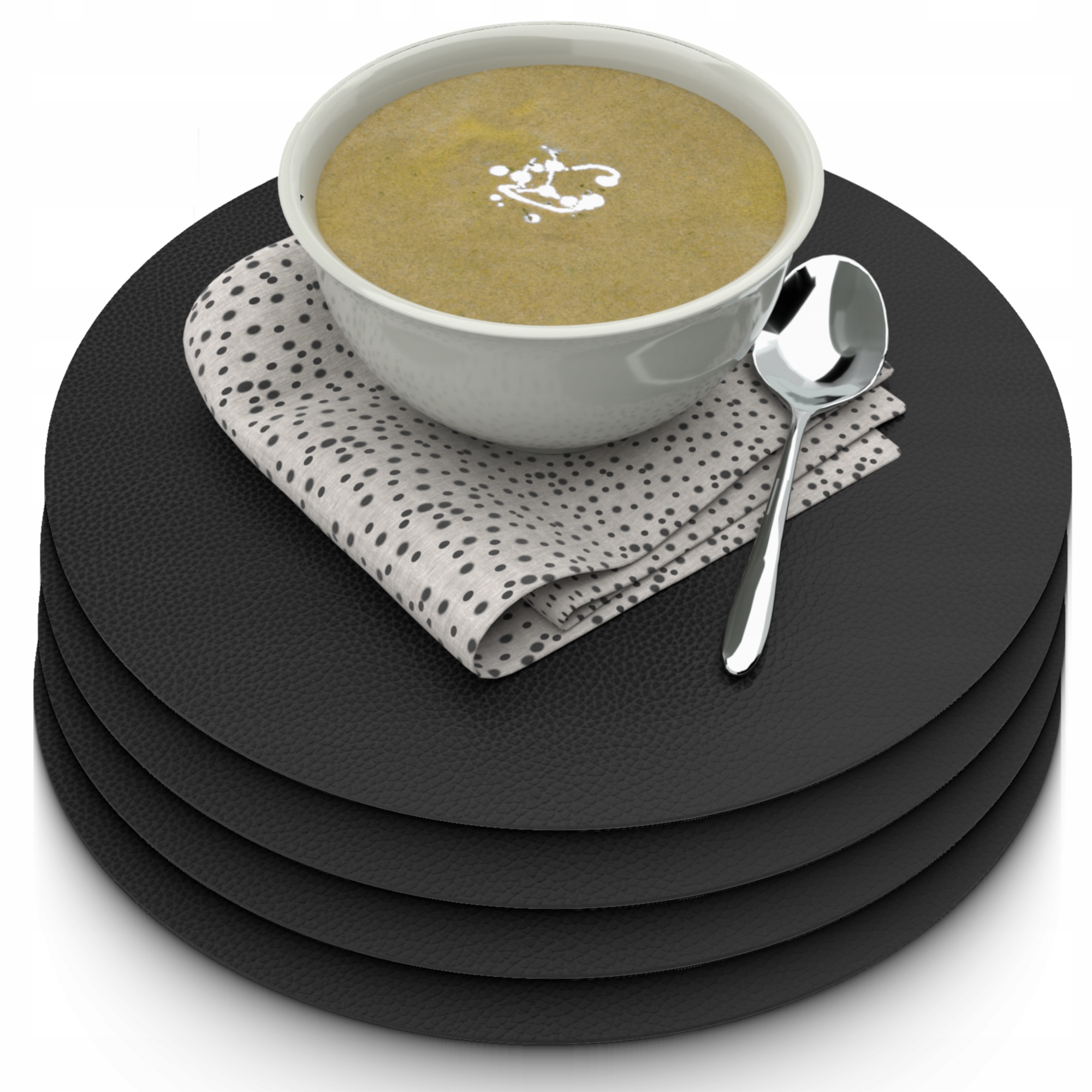 4X PODKŁADKA KUCHENNA STÓŁ TALERZ CZARNA SKÓRA PL