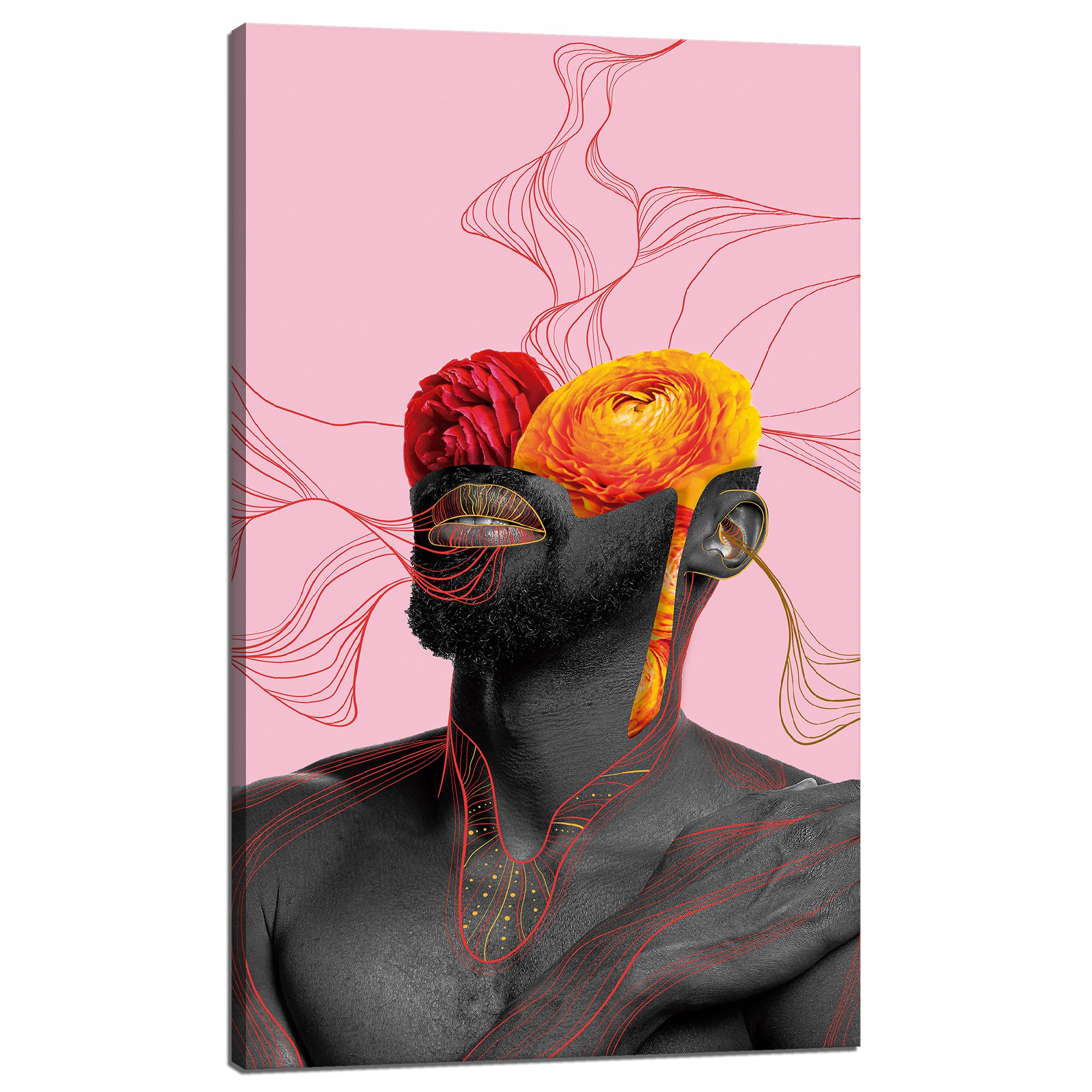 Obraz na plátně Černý Muž Květiny Příroda 60x100 cm