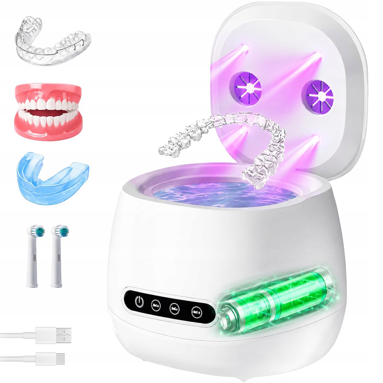 Ultradźwiękowy Retainer Cleaner ze sterylizatorem Uv, maszyna do czyszczenia zębów