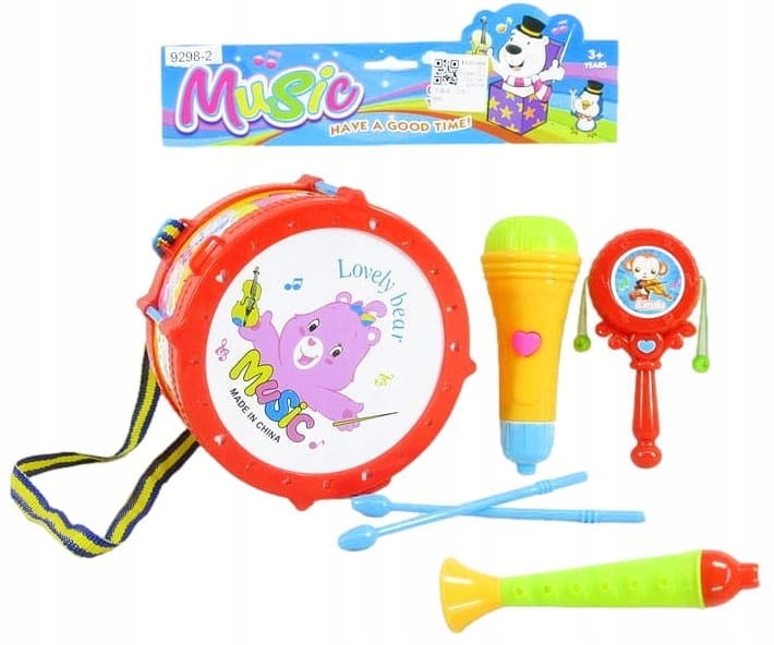 INSTRUMENTY MUZYCZNE EDUKACYJNE BĘBENEK MIKROFON