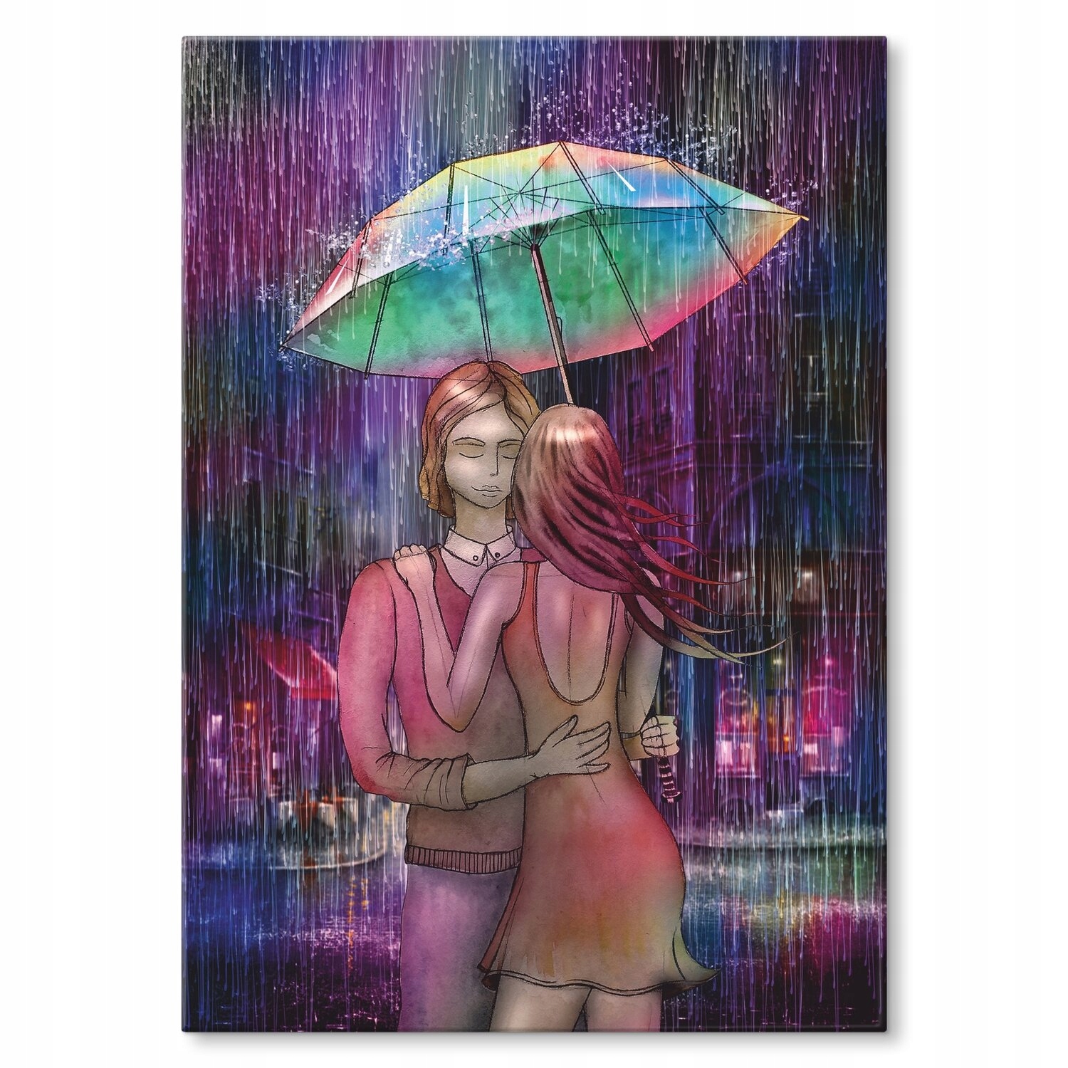 Kovový plakát Pár v dešti Dárek 22 x 31 cm