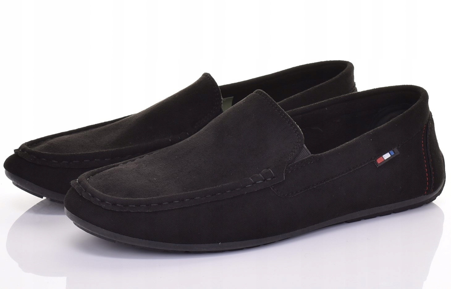 MĘSKIE MOKASYNY ELEGANCKIE OBUWIE WSUWANE CASUAL CZARNE Kolor czarny