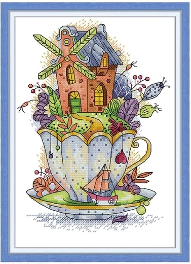 Kanva s potiskem vyšívací sada (kanva,mulina)