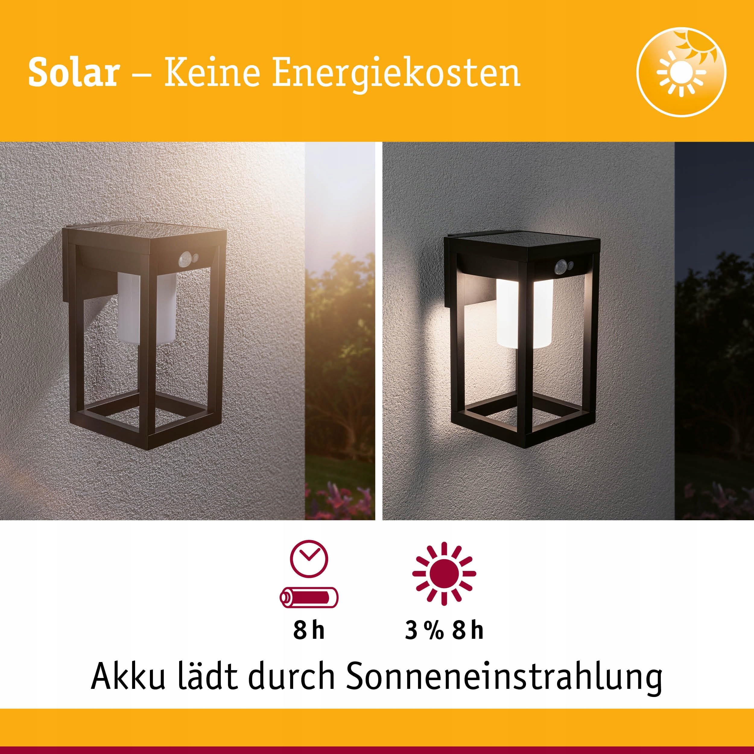 PAULMANN LED Solar Lampa Zewnętrzna Marisol Czarna z Czujnikiem Ruchu — miniatura 2