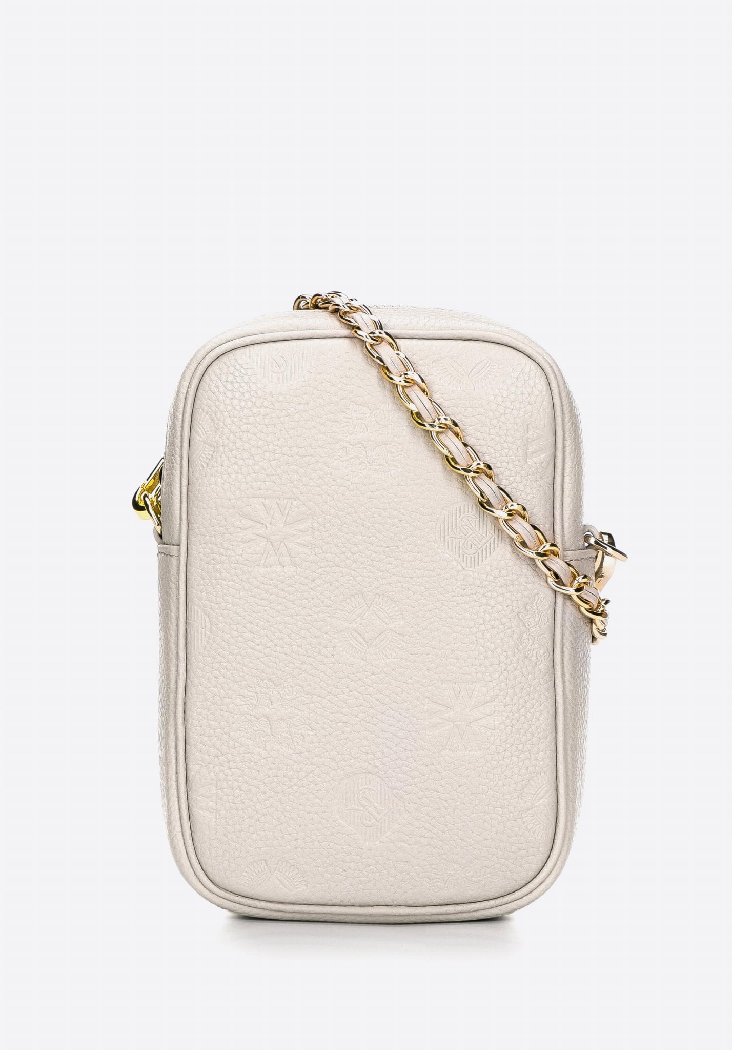 Kožená mini kabelka s monogramem Wittchen 98-2E-601-0, krémová, elegantní