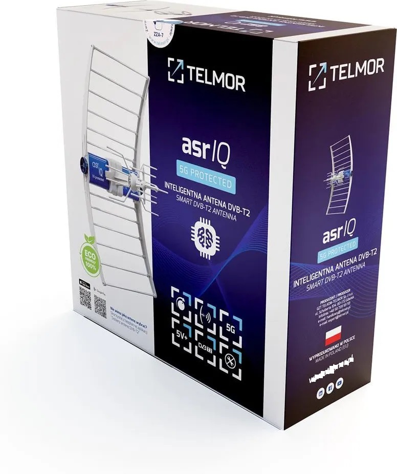 Antena DVB-T2 SMART TELKOM TELMOR ASR IQ 5G Protected Wzmacnaicz + Zasilacz EAN (GTIN) 5903953010636