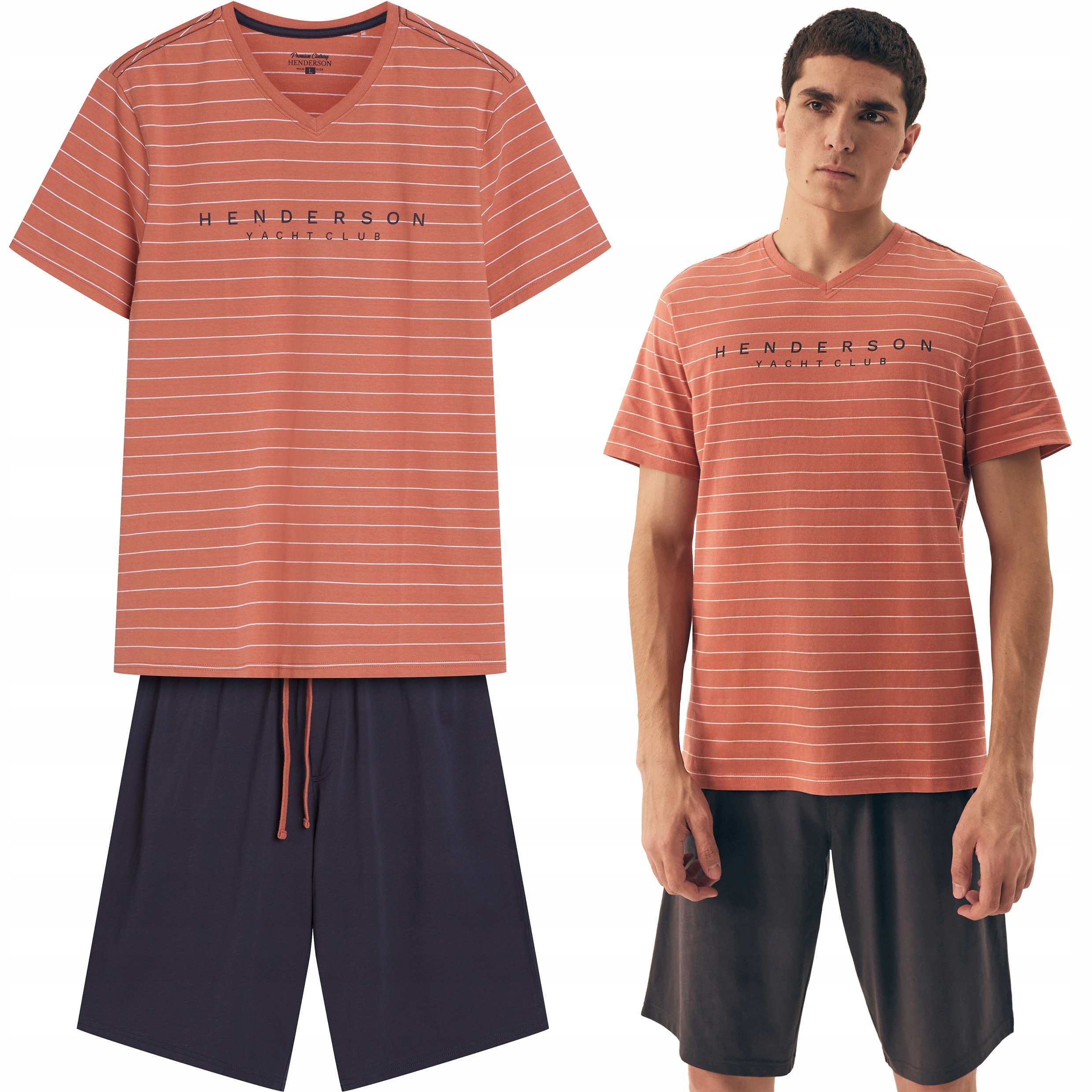 Pánské pyžamo Henderson Deli, letní souprava s krátkým rukávem, 100% Bavlna XL