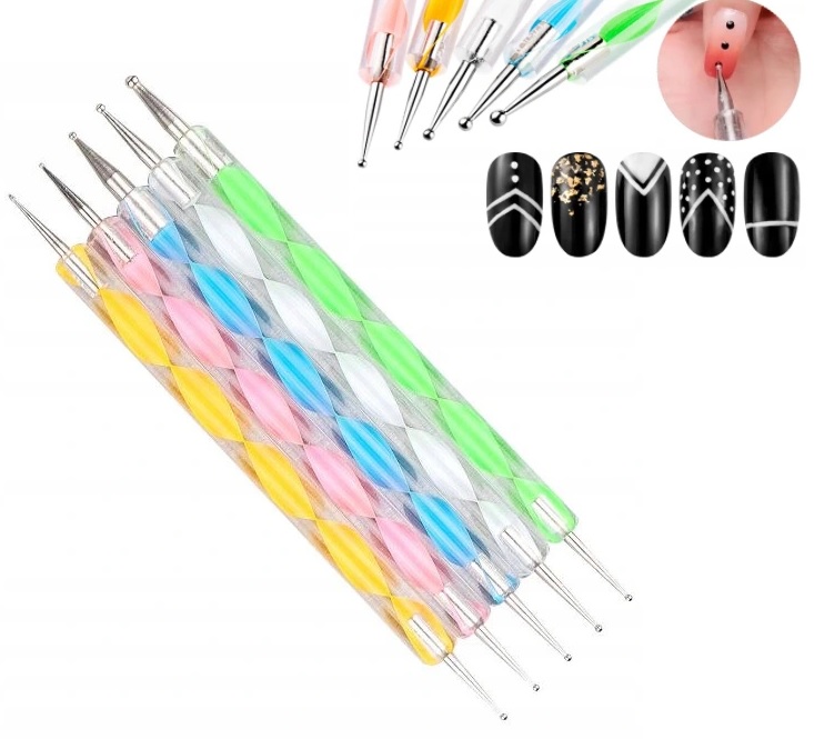 

5x Sonda Do Zdobień paznokci hybryd dwustronne
