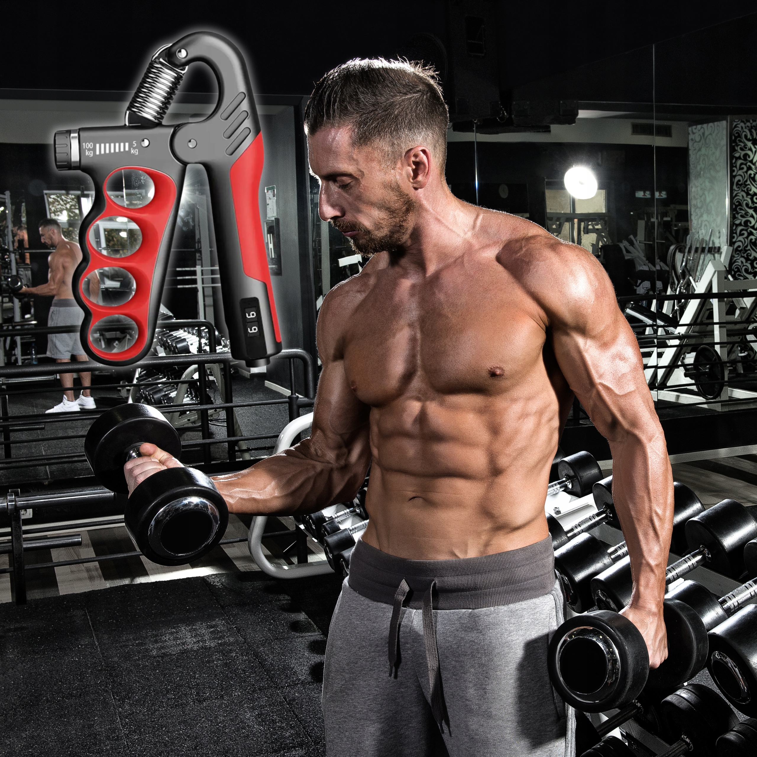 Ściskacz Do Rąk Dłoni 100KG z Regulacją Licznikiem Mocny PREMIUM Trening Rozstaw ramion 11 cm