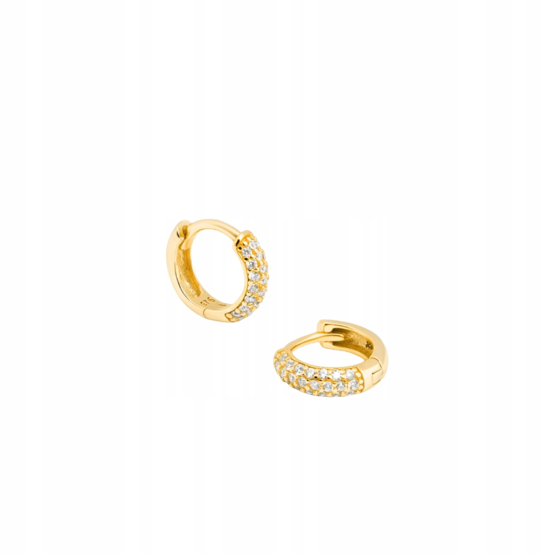 Kolczyki koła pozłacane Ania Kruk złote białe cyrkonie 1 cm srebro 925