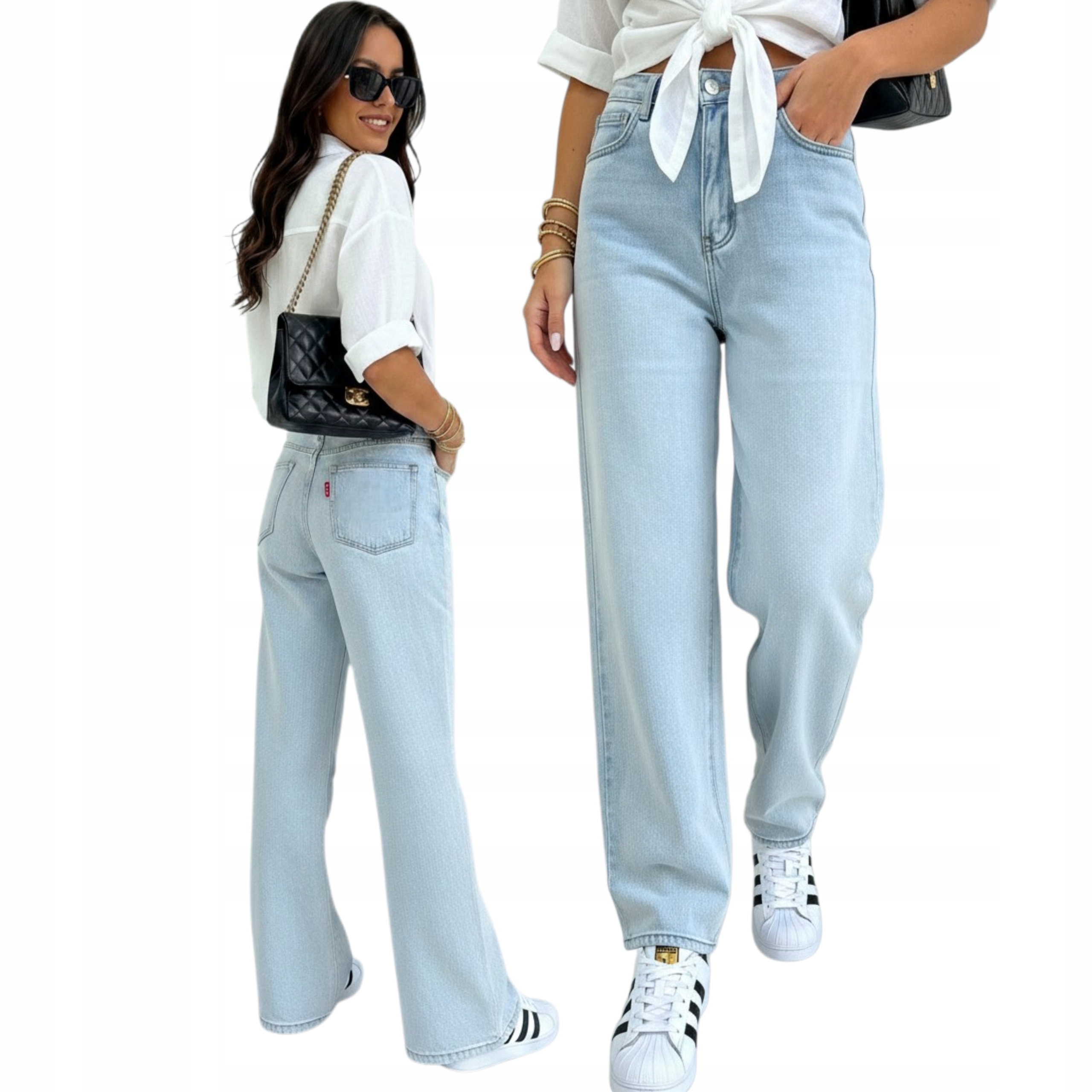 Módní Džínové Kalhoty Typu Balloon Skater vel. M 38 Světle Modré