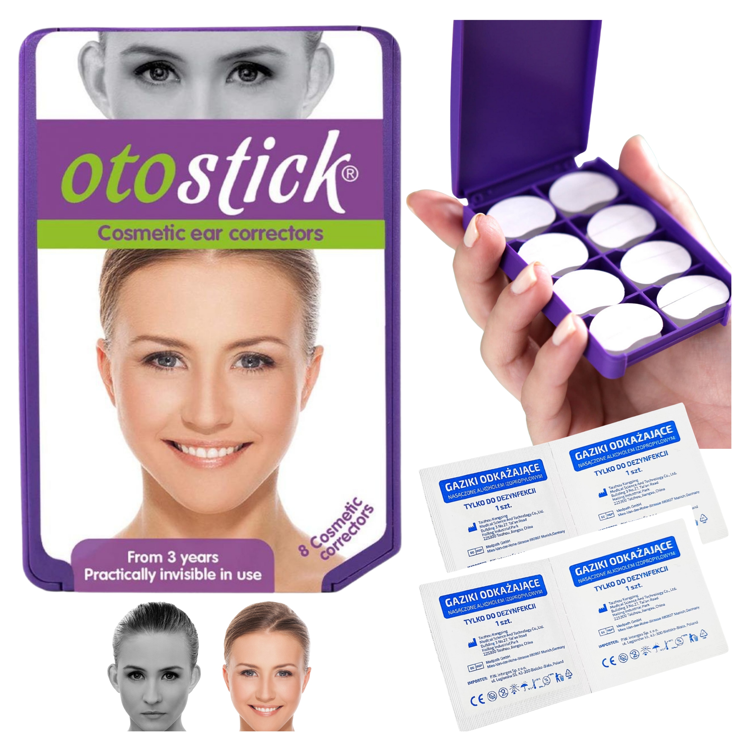 Otostick Korektory Estetyczne Uszu 8szt Waciki Oczyszczające Skórę