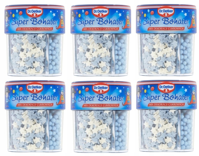 6x 76g Dr. Oetker dekoracja do ciasta Bohater Karton