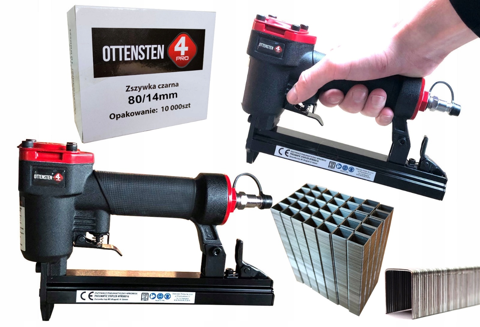 Zszywacz pneumatyczny 4-16mm 4PRO8016 zszywki tapicerskie 80/14mm 10tys