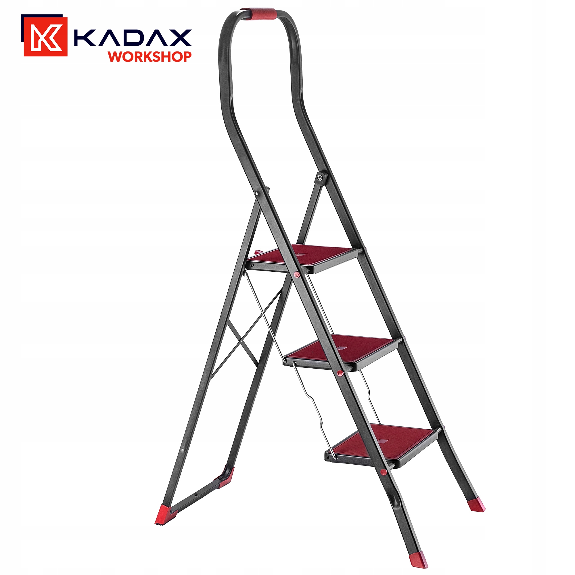 DRABINA DRABINKA DOMOWA 3 STOPNIOWA SKŁADANA STALOWA 150kg SOLIDNA Wysokość podestu 70 cm