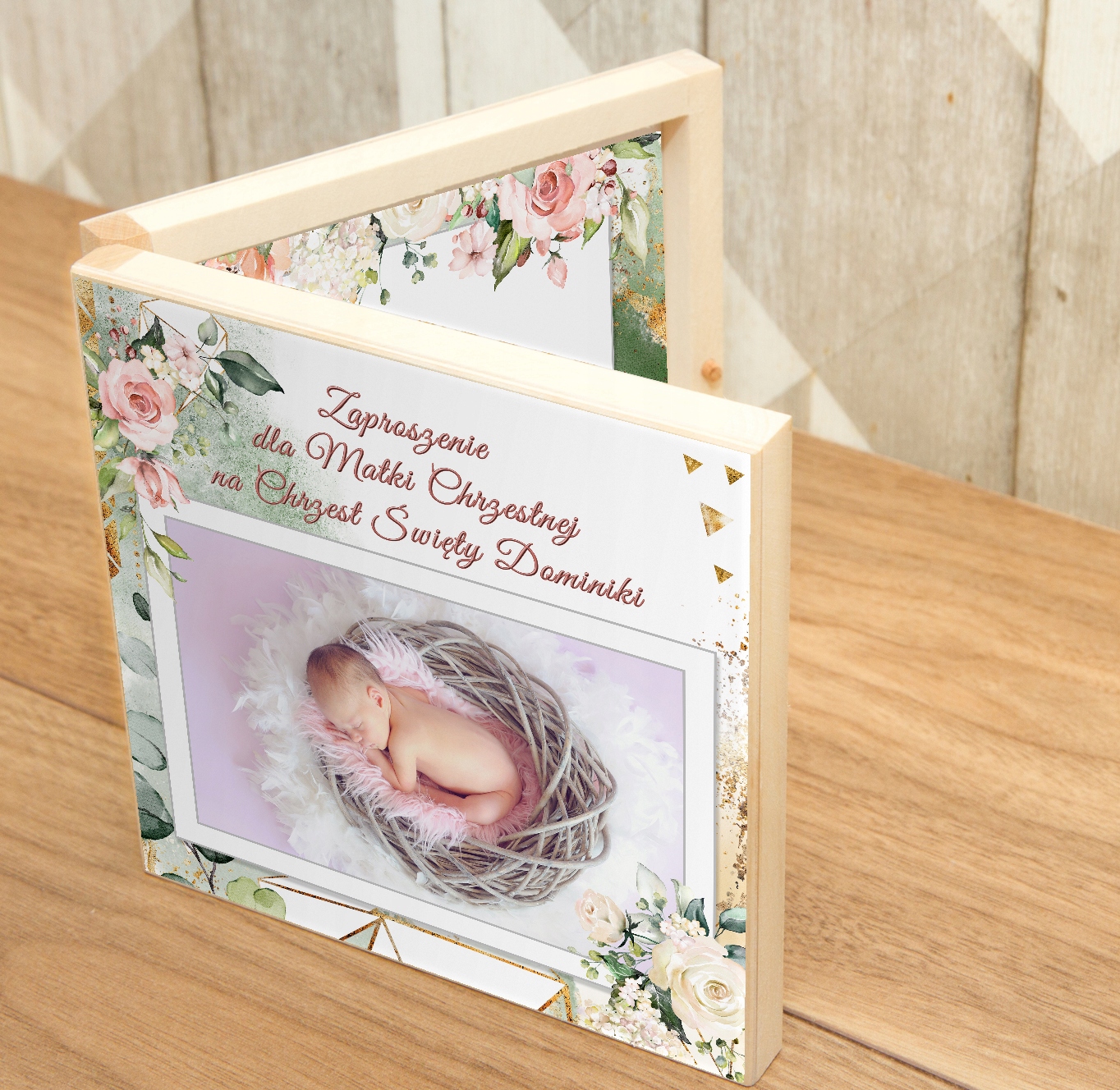 Zaproszenia dla Chrzestnych na Chrzest Święty Szerokość produktu 14.5 cm