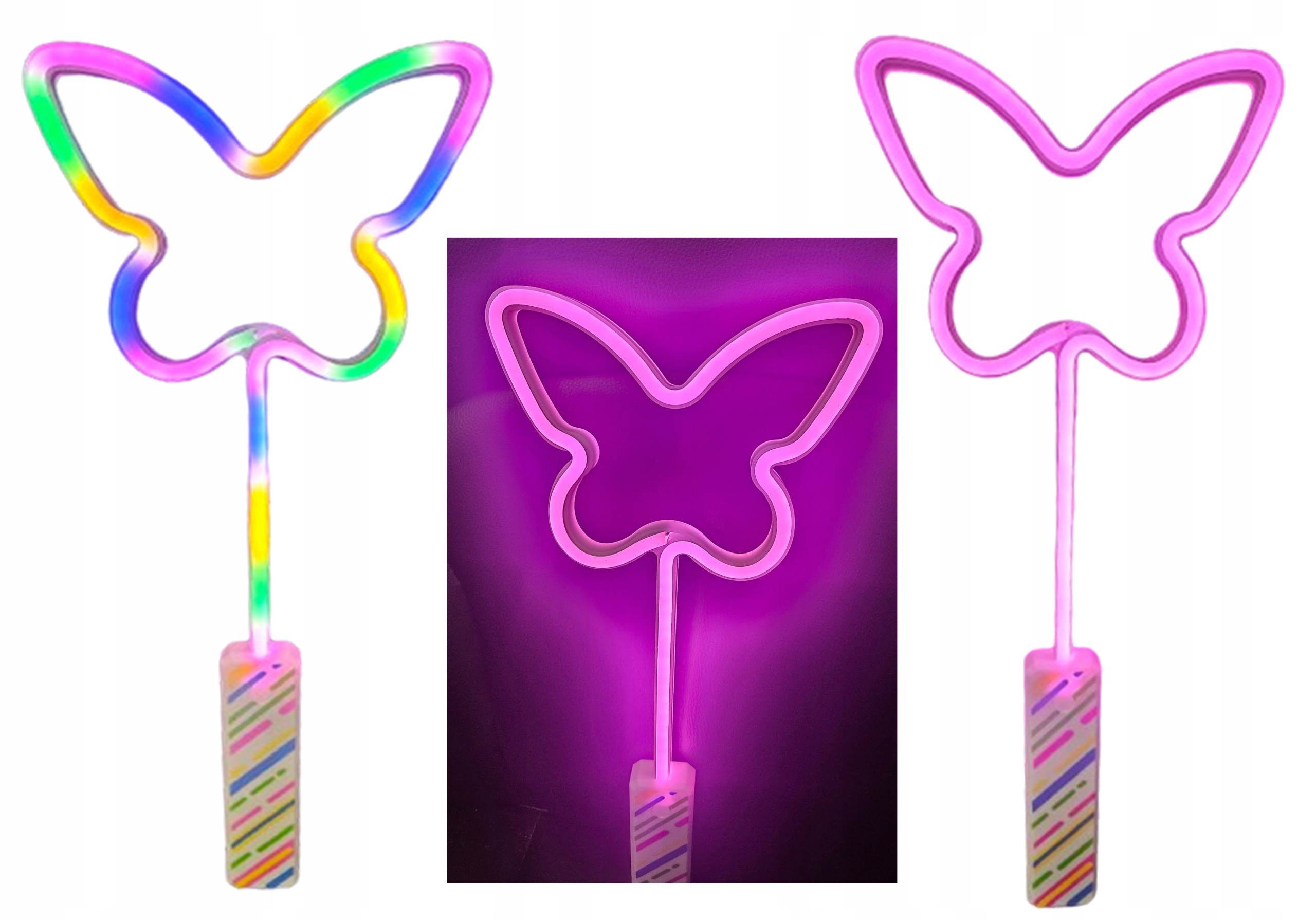 RÓŻDŻKA ŚWIECĄCA MOTYL MOCNY LED MIX KOL 42CM ŚWIECĄCY E2105 EMAJHURTOWNIA