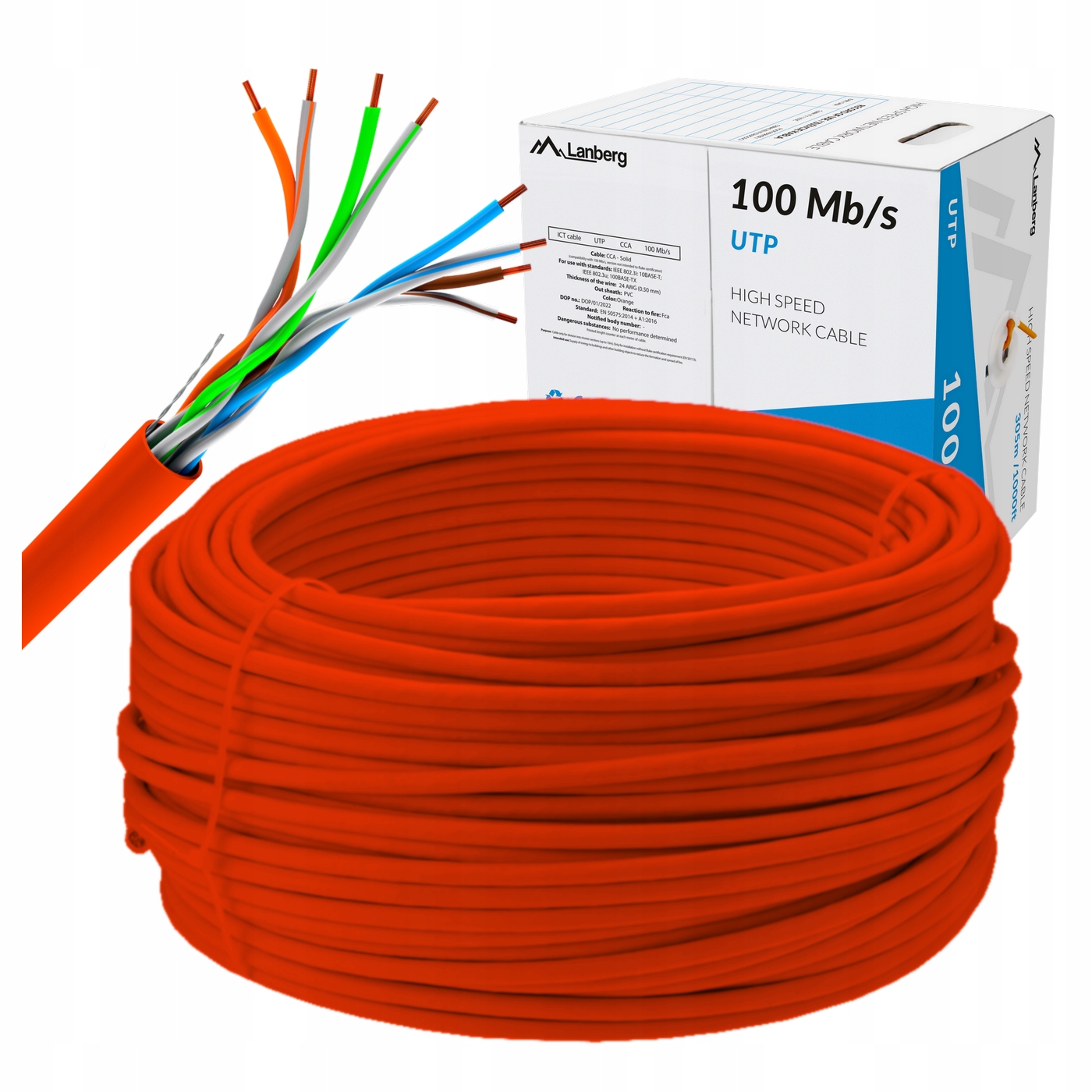 Kabel Sieciowy Przewód Skrętka Cca Utp RJ45 Lan CAT.5 KAT.5 305M Lanberg