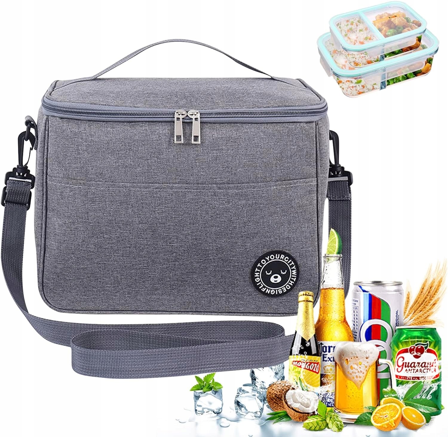 TORBA TERMICZNA ŚNIADANIOWA LUNCHBOX 13L Z PASKIEM KOLORY