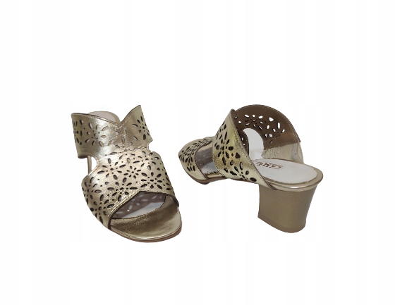 Elegantní nazouváky Ažur Lamelia 40C1116 Zlaté r36