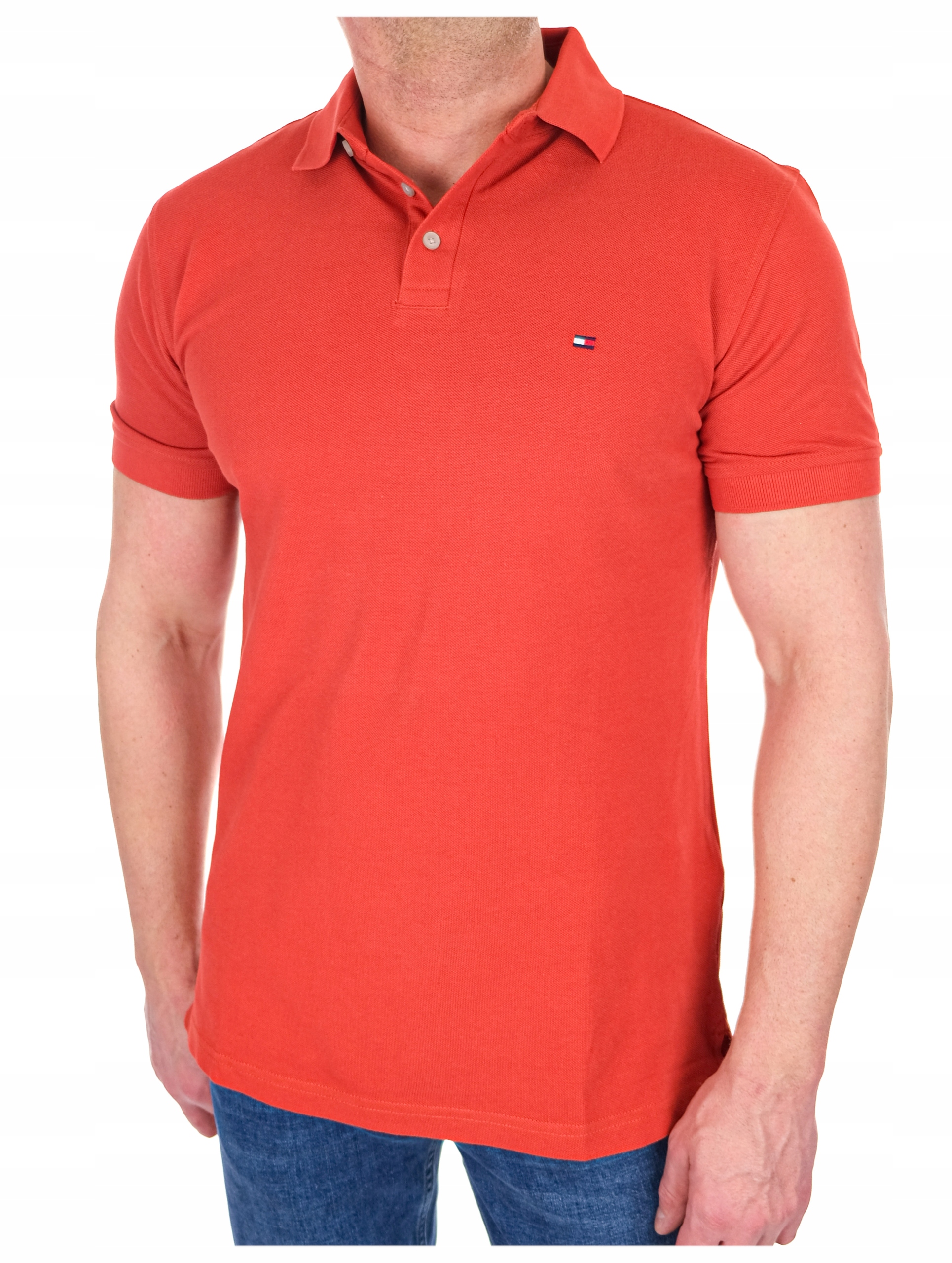Koszulka Polo Tommy Hilfiger 1985 Polówka Męska Slim Fit Pomarańczowa L