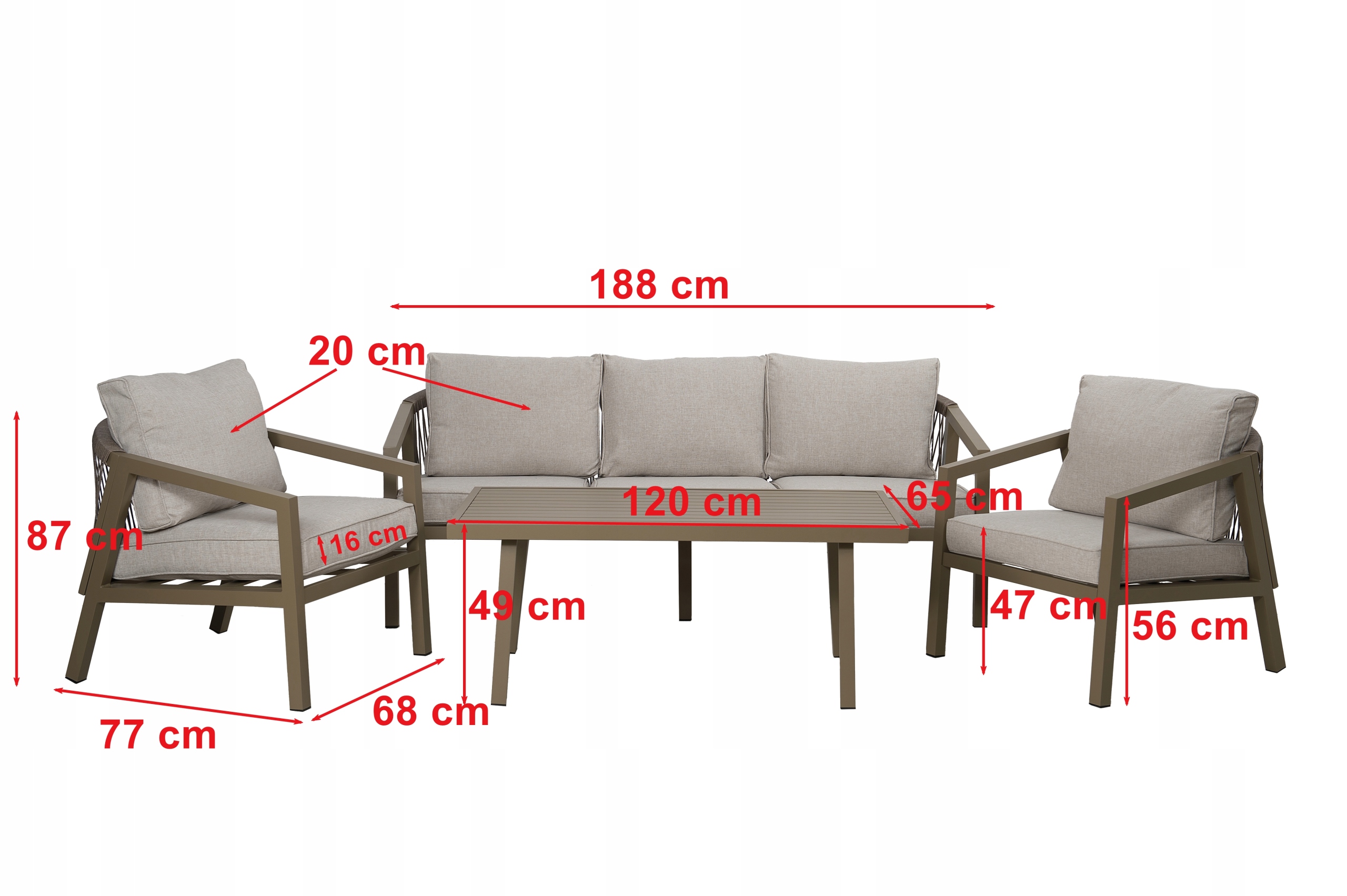 Komplet mebli ogrodowych FLORENCJA Zestaw aluminiowy 5 os wodoodporny