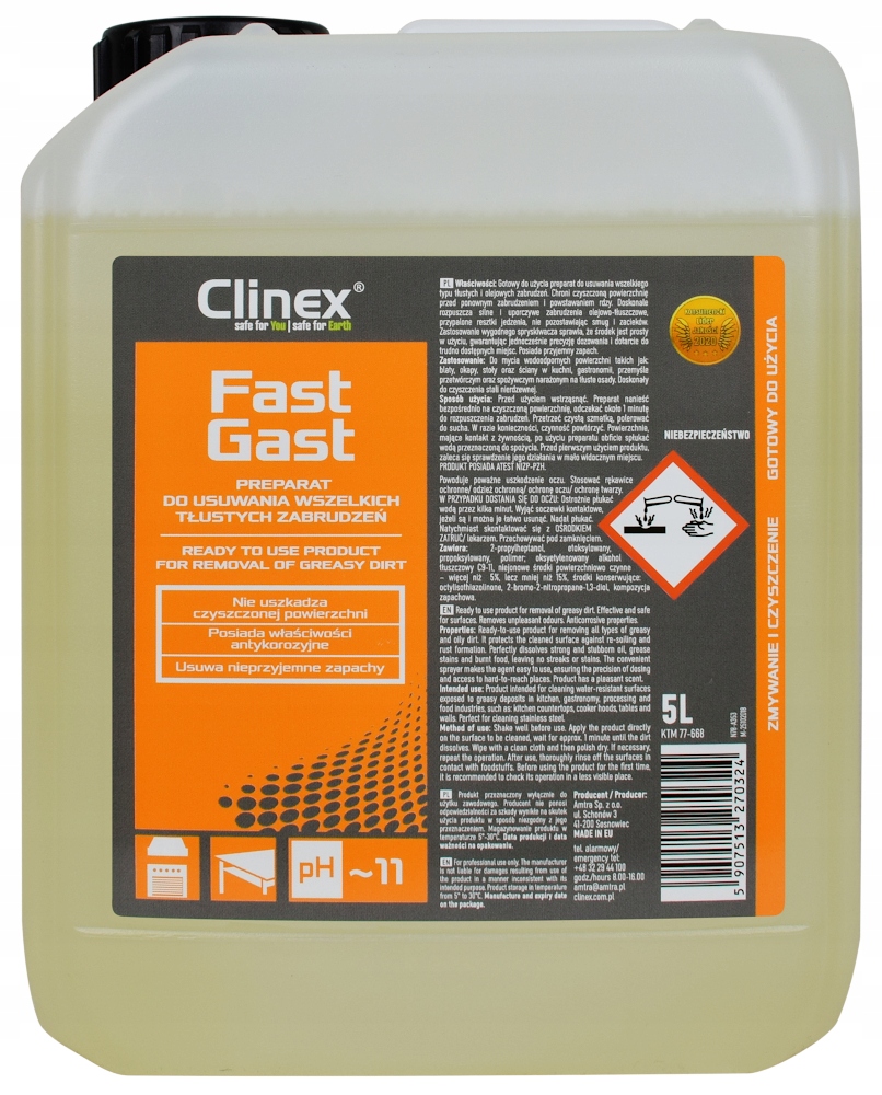 

Clinex Fast Gast 5L usuwanie tłustych zabrudzeń