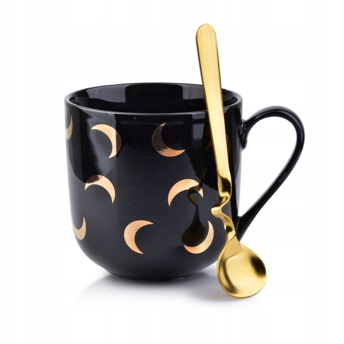 

Kubek porcelanowy Lola z łyżeczką 480 ml czarny