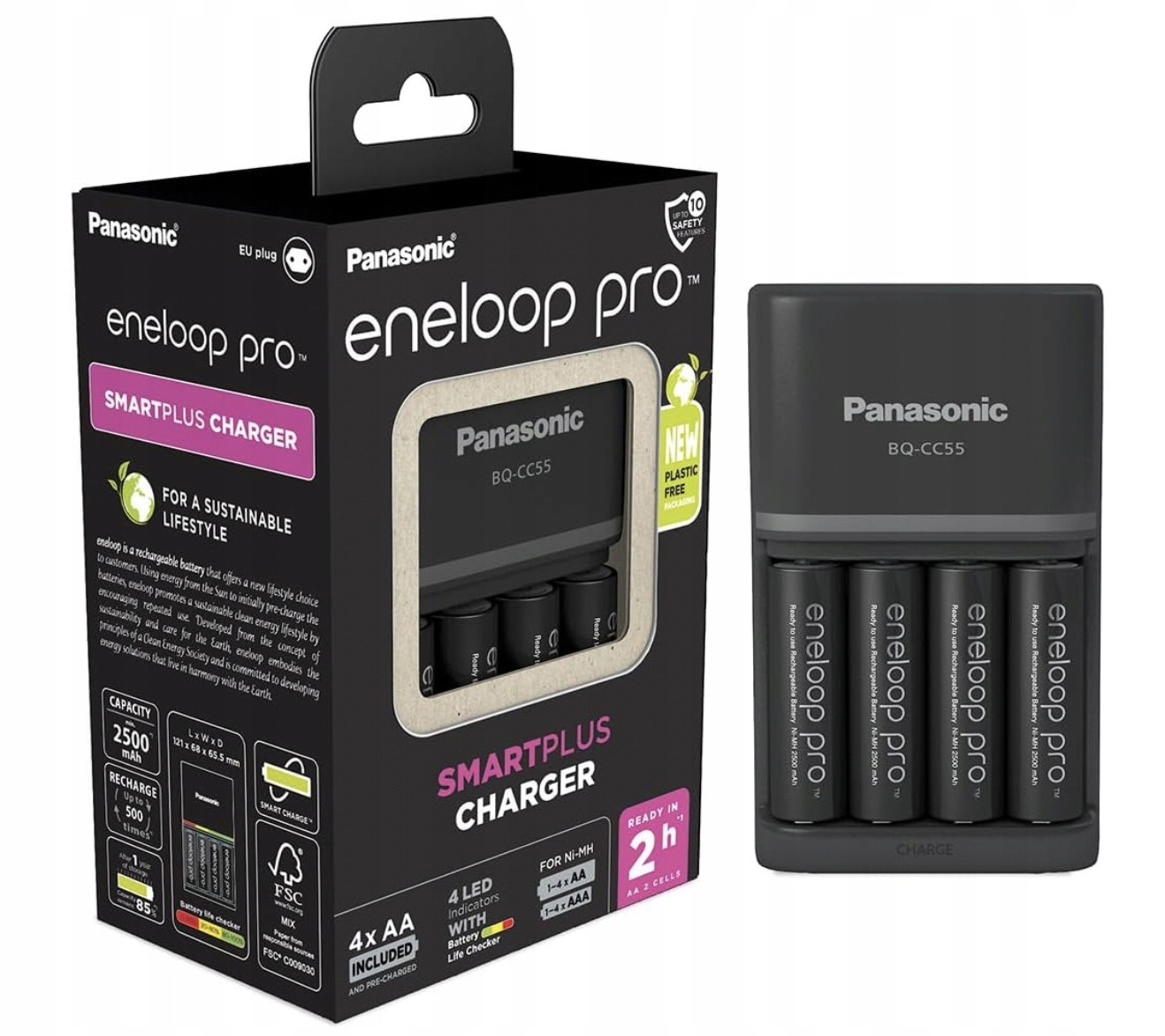 Ładowarka Panasonic BQ-CC55 do akumulatorów Aa/aaa 4x 2500 mAh