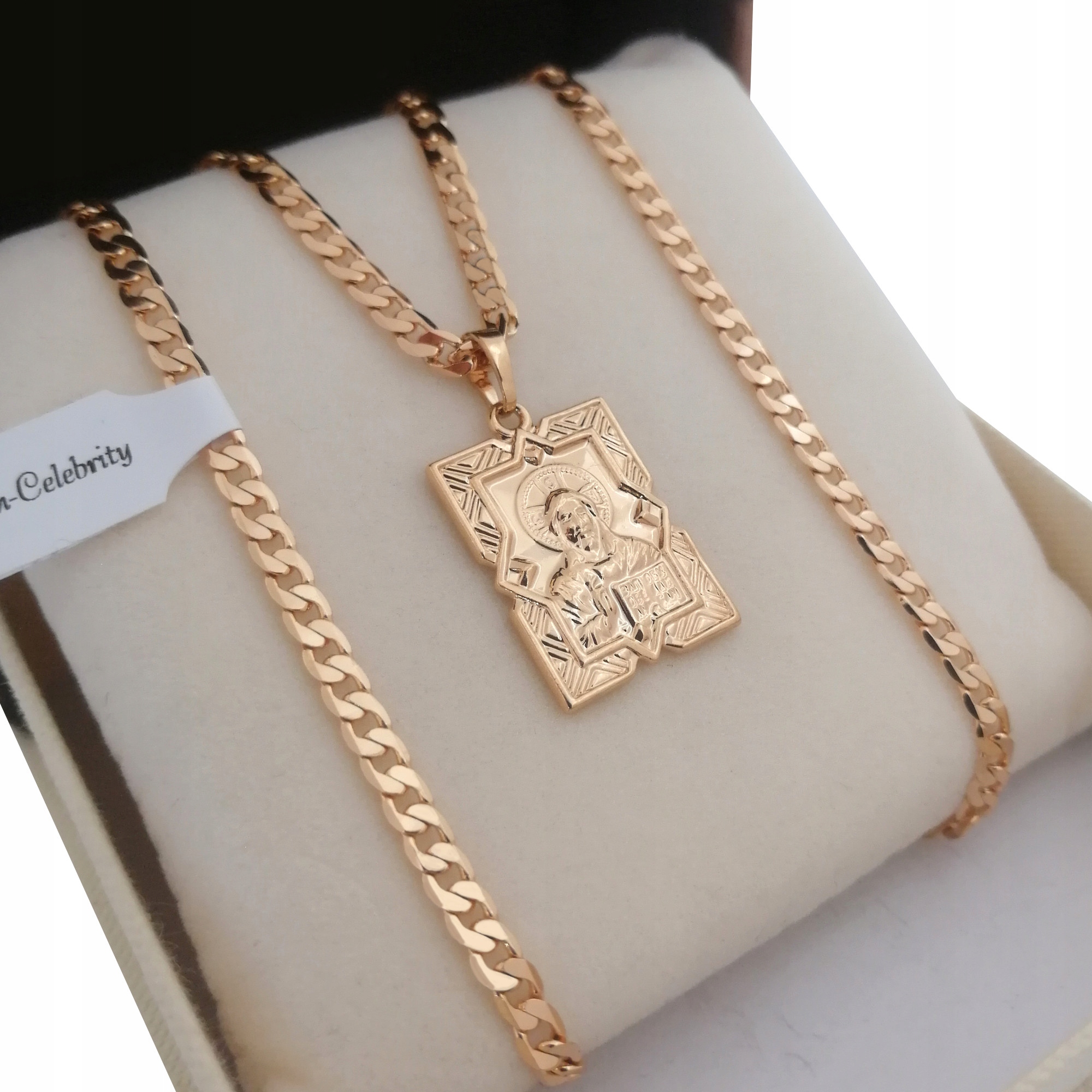 

Złoty Łańcuszek Pancerka 55CM+MEDALIK Jezus 18K
