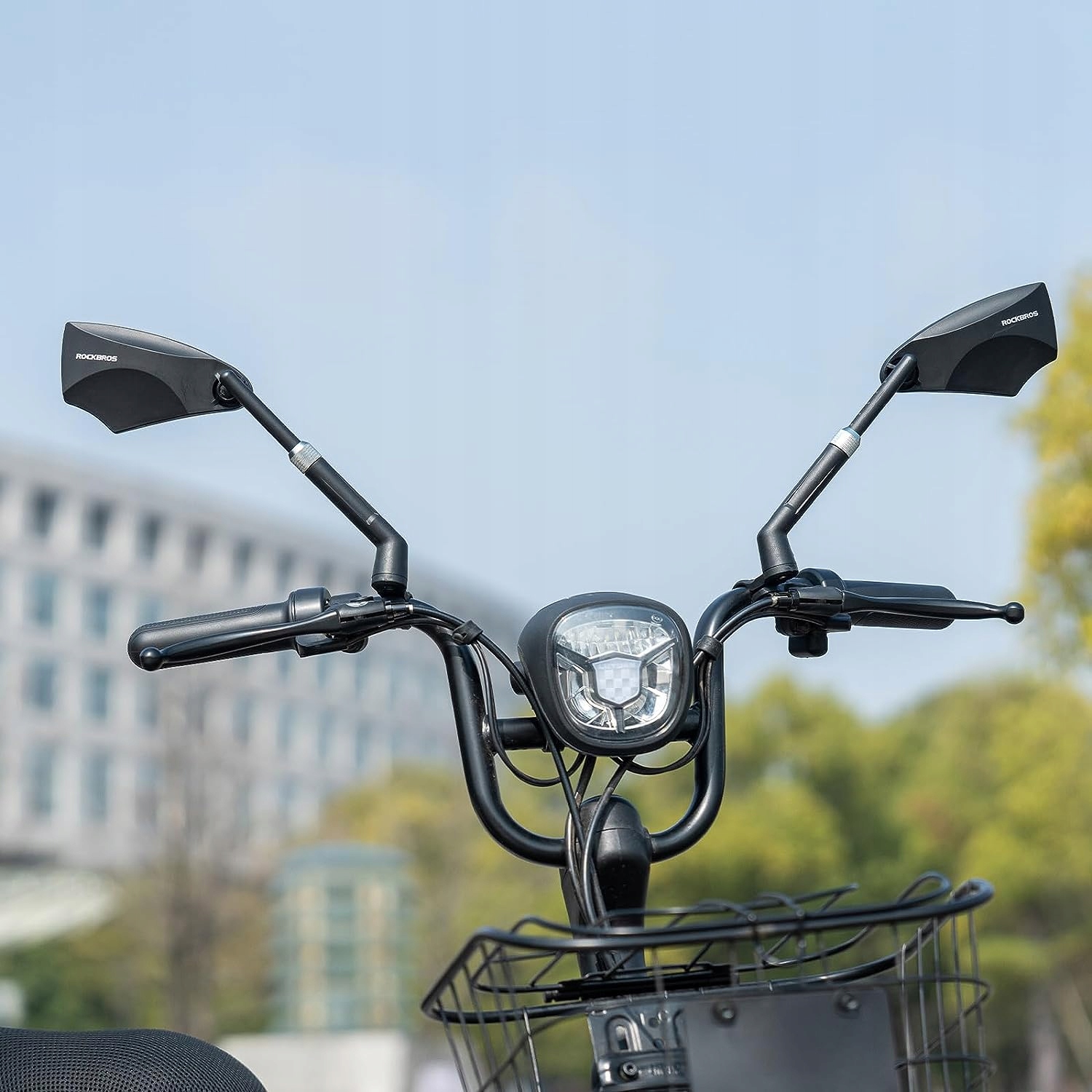 ROCKBROS Lusterko Rowerowe Wsteczne Składane 360°Obrotowe Lewe Kolor dominujący czarny