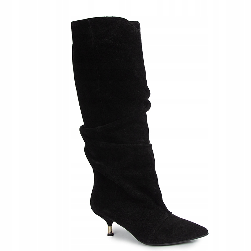 Chebello 4860 Kozačky Klasická Kůže Semiš Černá 36