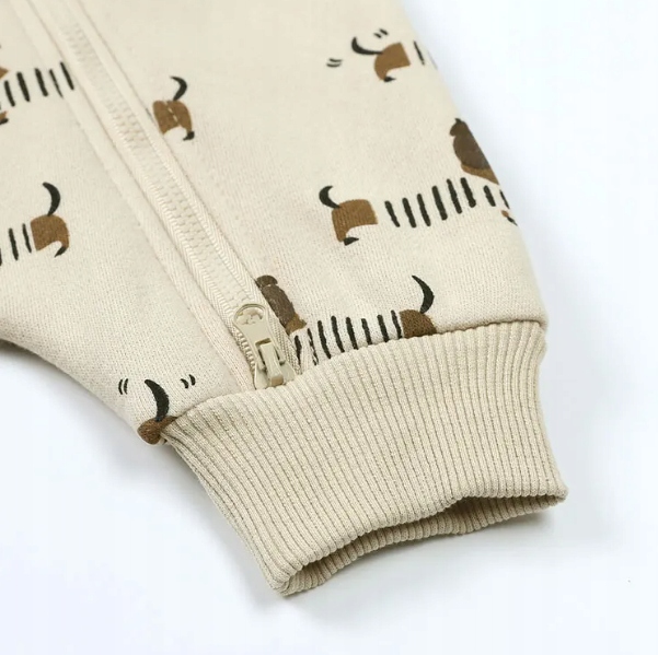 KOMBINEZON Z KAPTUREM NA ZAMEK CIEPŁY RAMPERS NIEMOWLĘCY Z DŁUGIM RĘKAWEM Rękaw długi rękaw